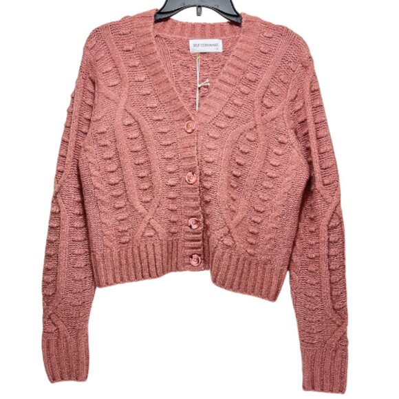 Anthropologie Self Contrast NWT Small Cable Knit Cropped Sweater Blush Pink - Picture 3 of 10